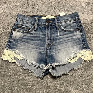 Abercrombie & Fitch Jean Shorts Womens 00 /24 Lace Trim Cut Off Raw Hem